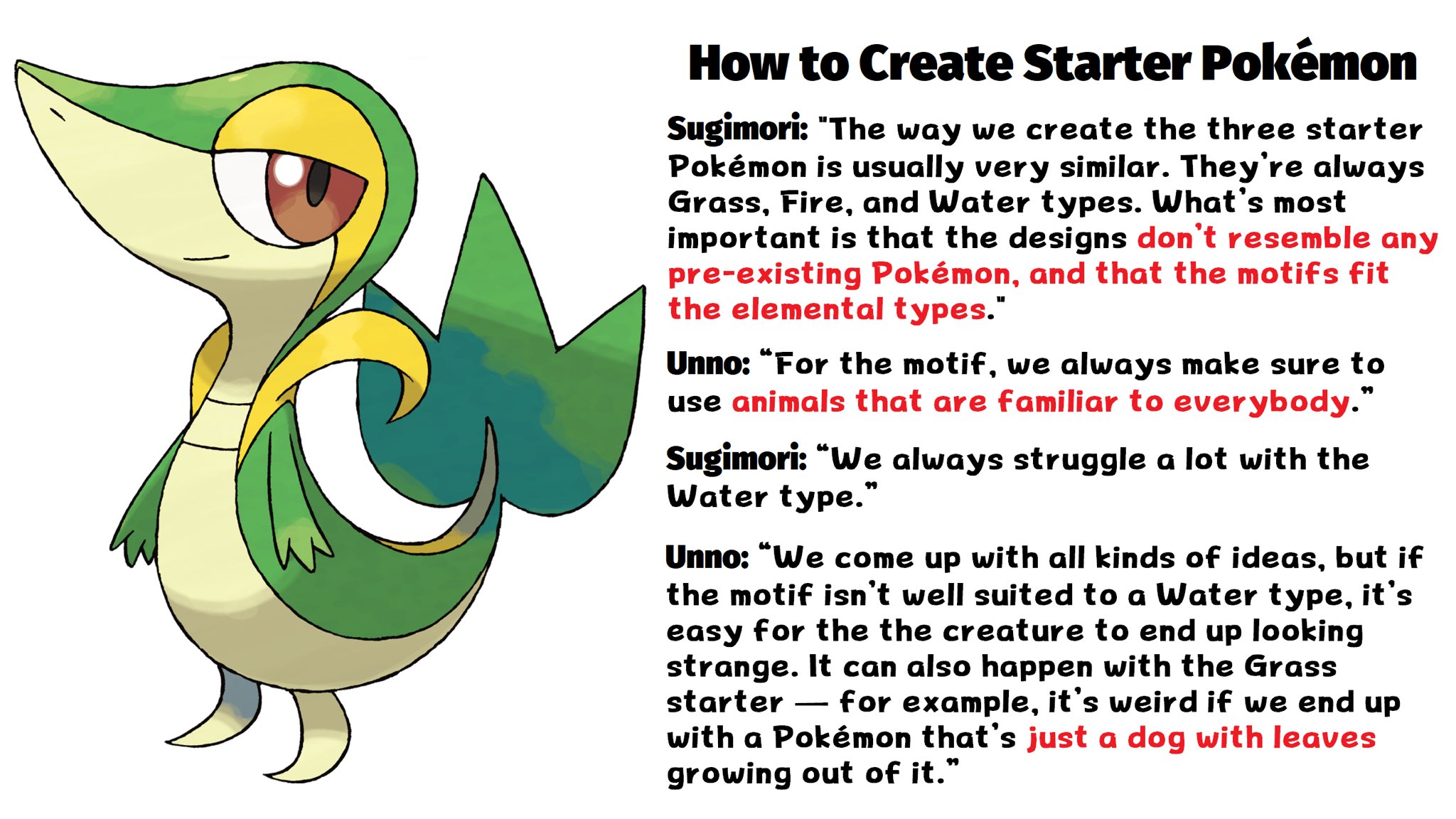Dr. Lava on X: The Pokemon design team says they follow a set of rules when creating Starters. One rule is that all 3 are given unique personalities. For example, in Gen