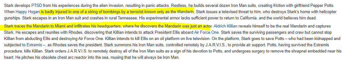 As we know, from earlier in the thread, the US Industrialists armed and funded their own Nazi enemies as well, profiting off of both sidesIn Iron Man 3 we see this concept is taken a step further when Tony discovers his "terrorist" enemy is actually an actor, think Bush/Osama