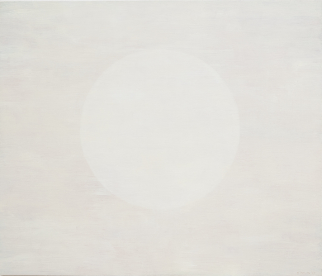 ArtGalleryWA's tweet photo. Howard Taylor's 'Day time moon' exemplifies his career-long investigation into light and landscape. Its luminous white disc suggests both the sun and the moon, distilling these phenomena into a simple sphere. Find this work in our #WAFocus gallery. #agwayourway #howardtaylor https://t.co/vhJuixasDP
