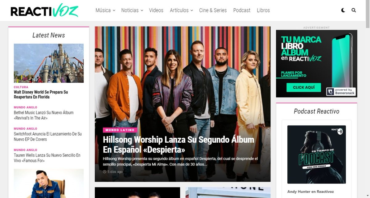 ¡Bienvenidos a reactivoz.com!👏👏

Desde hoy tienen un sitio de noticias de actualidad, música, edificación, podcast, entrevistas y mucho más.

Comparte y recuerda #SomosReactivoz ⚡