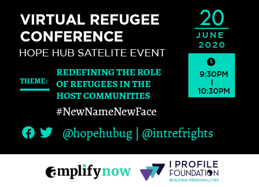 Join us
<a href="/HopeHubUg/">HopeHubUg</a>
 Today evening (9.30pm EAT) for a scintillating conversation on redefining the role of #refugees in host communities titled #NewNameNewFace #AmplifyNow #WorldRefugeeDay