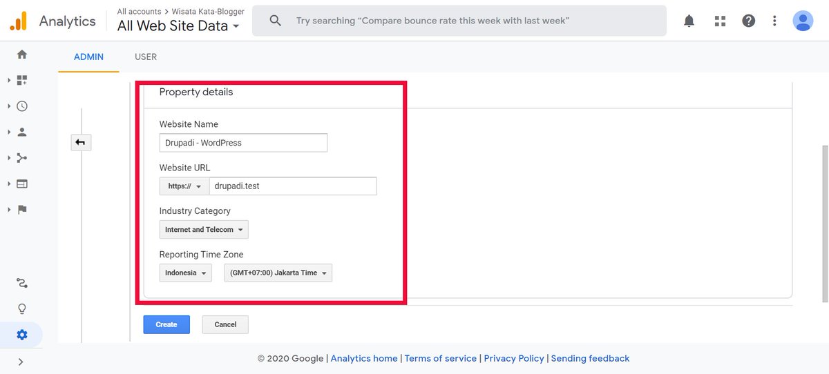 35. D. Berikutnya isi Property details, cara ngisinya sama dengan ketika kamu pertama kali bikin akun GA >> klik "create"  https://twitter.com/eLAmaravati/status/1274018512562864128?s=20