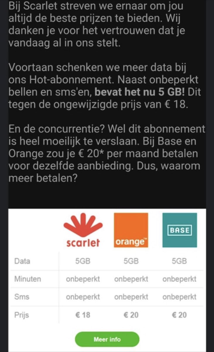 jensveraa's tweet photo. Waar staat @mobilevikingsBE met hetzelfde aanbod voor €15? Dat is dus €3 goedkoper dan @Scarlet 🤔 https://t.co/dLJrfY9leN