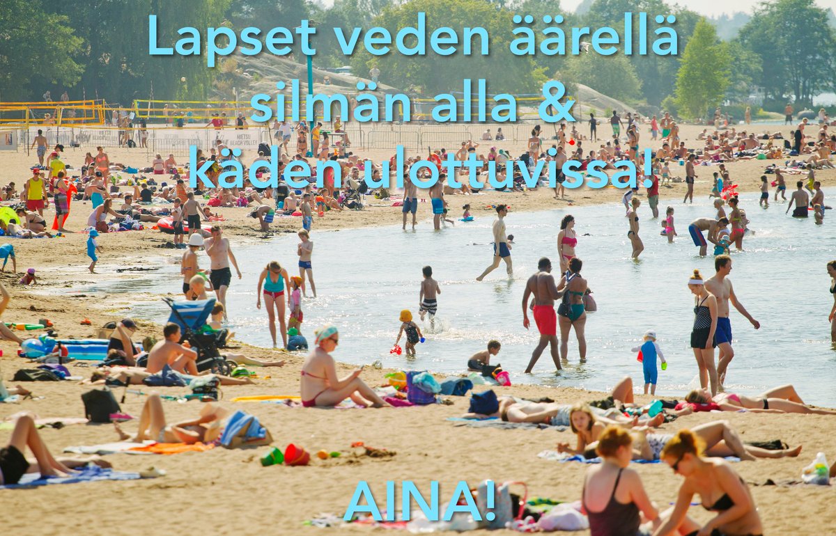 taisto_hakala's tweet photo. Hyvät vanhemmat! Laitattehan rantareissulla kännykät kassiin ja unohdatte somen, sillä veden äärellä pienet lapset vaativat kaiken huomionne ja heidän tulee olla jatkuvasti silmänne alla ja kätenne ulottuvissa. #lapset #uiminen #kännykkä #some #viisaastivesillä https://t.co/RM789le0J9