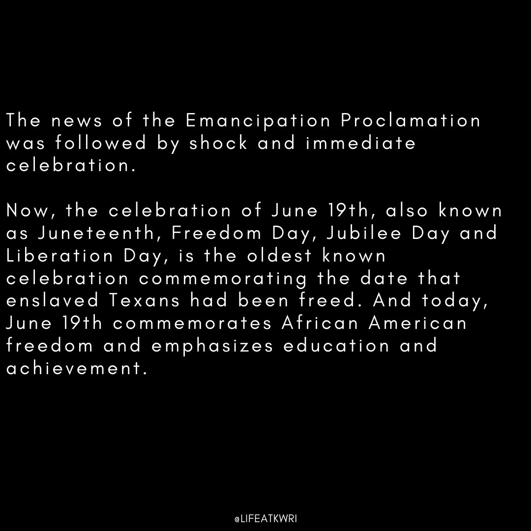 What do you know about Juneteenth? Swipe to learn more!

#juneteenth #juneteenthcelebration #lifeatkwri