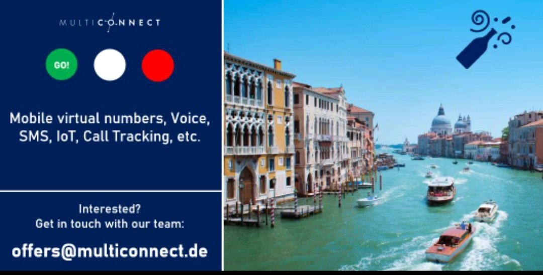 Multiconnect10's tweet photo. This is big news: #Italy, here we come! #mobile #wholesale products such as mobile #virtualnumbers, #iot, #sms and #calltracking are available now. Check out our latest offers: offers@multiconnect.de
#spusu #multiconnect #Italia https://t.co/maZP2k79iA