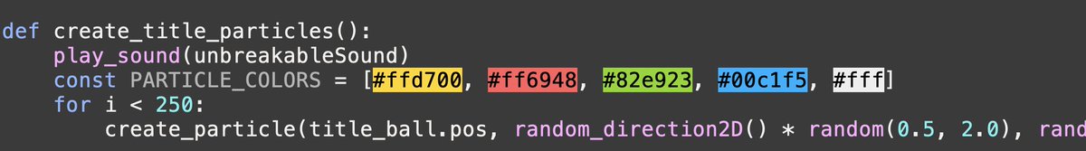 Syntax coloring of color constants themselves is one of my favorite IDE features; here in Emacs: