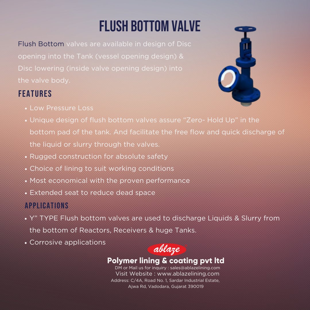 AblazeLining's tweet photo. Flush Bottom Valve by Ablaze polymer lining and coating
message here or mail us at sales@ablazelining.com
tags
#flushbottomvalve #flushbottomvalves #lindediaphragmvalve #linedvalve #ablazelining #petrochemical #petrochemicals #chemicalindustries #chemical https://t.co/IyHWM6ITEX