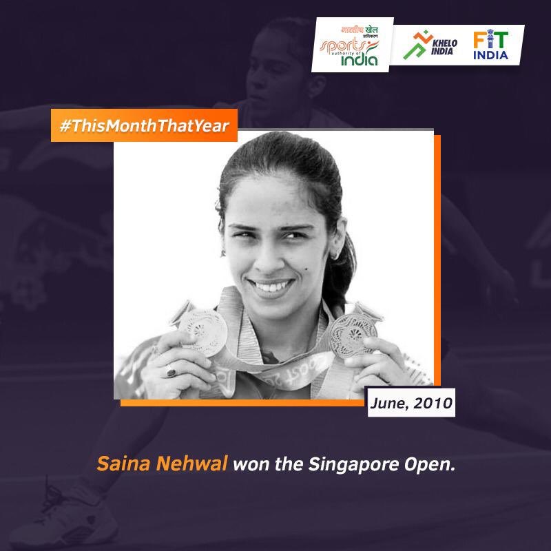 On this day in 2010,@nsaina defeated #TaiTzuYing to win the Singapore Open, her 2nd Super Series title. In that year, she won three Super Series titles and the Commonwealth Games gold. Have a success story to share from the past? Share it using #ThisMonthThatYear @KirenRijiju
