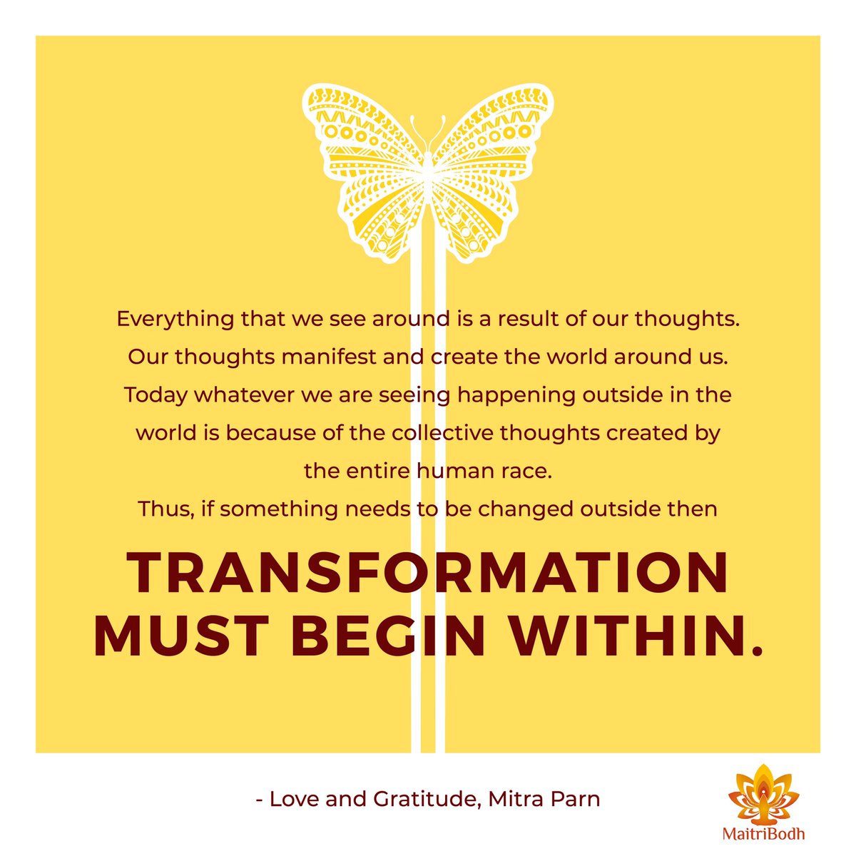 MitraParn's tweet photo. Need for Individual #Transformation is more urgent then ever before.

Remember, only Individual Transformation will lead to Collective Transformation!

To read the complete post - https://t.co/FSoD5eFkUm https://t.co/BHUhZKZLi8
