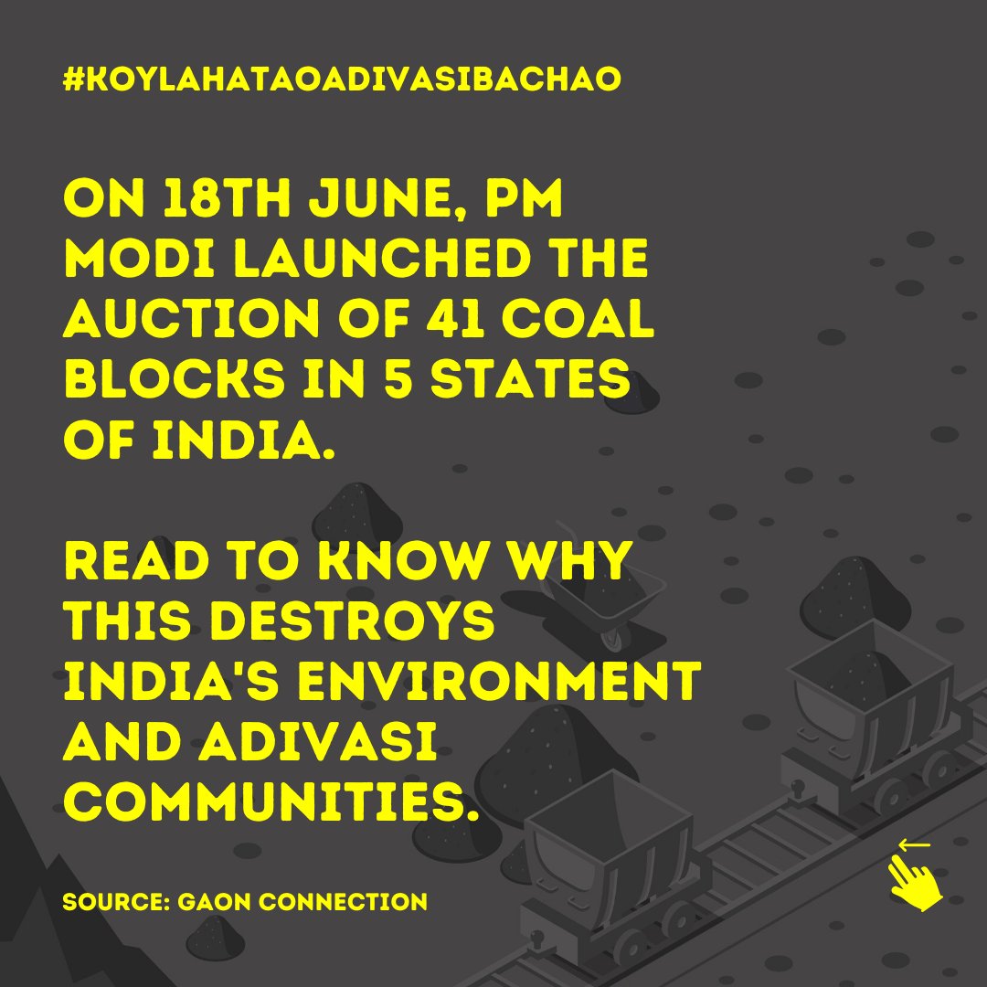 EXTREMELY important thread, read till the end! In 2020, when the entire world is trying to find ways to reduce greenhouse gas emissions, what is India's grand plan to revive the economy??? You guessed it right, to auction coal blocks!  @JoshiPralhad  #KoylaHataoAdivasiBachao