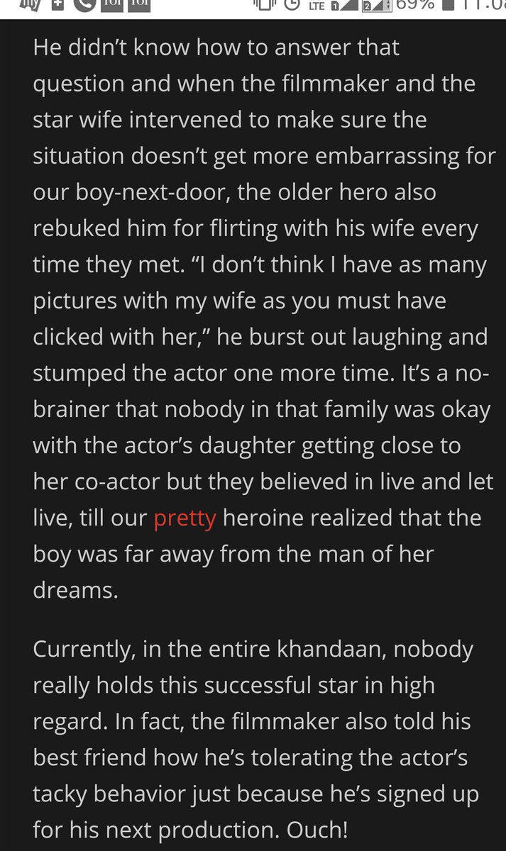 Eg of a nasty blind on  @TheAaryanKartik as recent as Jul10 source :PinkvillaIt says Kjo is just "toleratin him"That he is on the "prowl" (women), he got reprimanded by Saif for "flirting" with Bebo. It is so detailed that it will be believed. Last pic wt the bloggr observes.