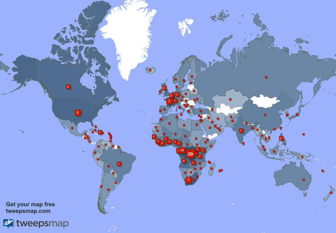 J'ai 964 nouveaux abonnés, de Congo, Côte-d'Ivoire, Bénin, et plus la semaine dernière. Voir tweepsmap.com/!EPOlengha