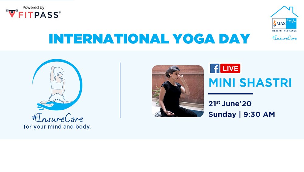 Niva_Bupa's tweet photo. #InsureCare for your mind, body, and soul.
Join us for a Facebook live session with celebrity yoga practitioner - Mini Shastri, on 21st June at 9.30 AM, for a relaxing and rejuvenating yoga session. https://t.co/9x2bl19Bax
#InternationalYogaDay https://t.co/6bfqXCB82e