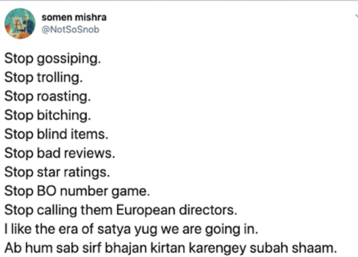 This guy Somen (NotSoSnob) who made his career out of hating mainstream b'wood in his blog(moifightclub),blind (aao guess karein) ,tweets is ironically now the creative developmemt head at Dharma. He used to work under Masand & called him the best boss. SS frm his blogs.Check 3rd