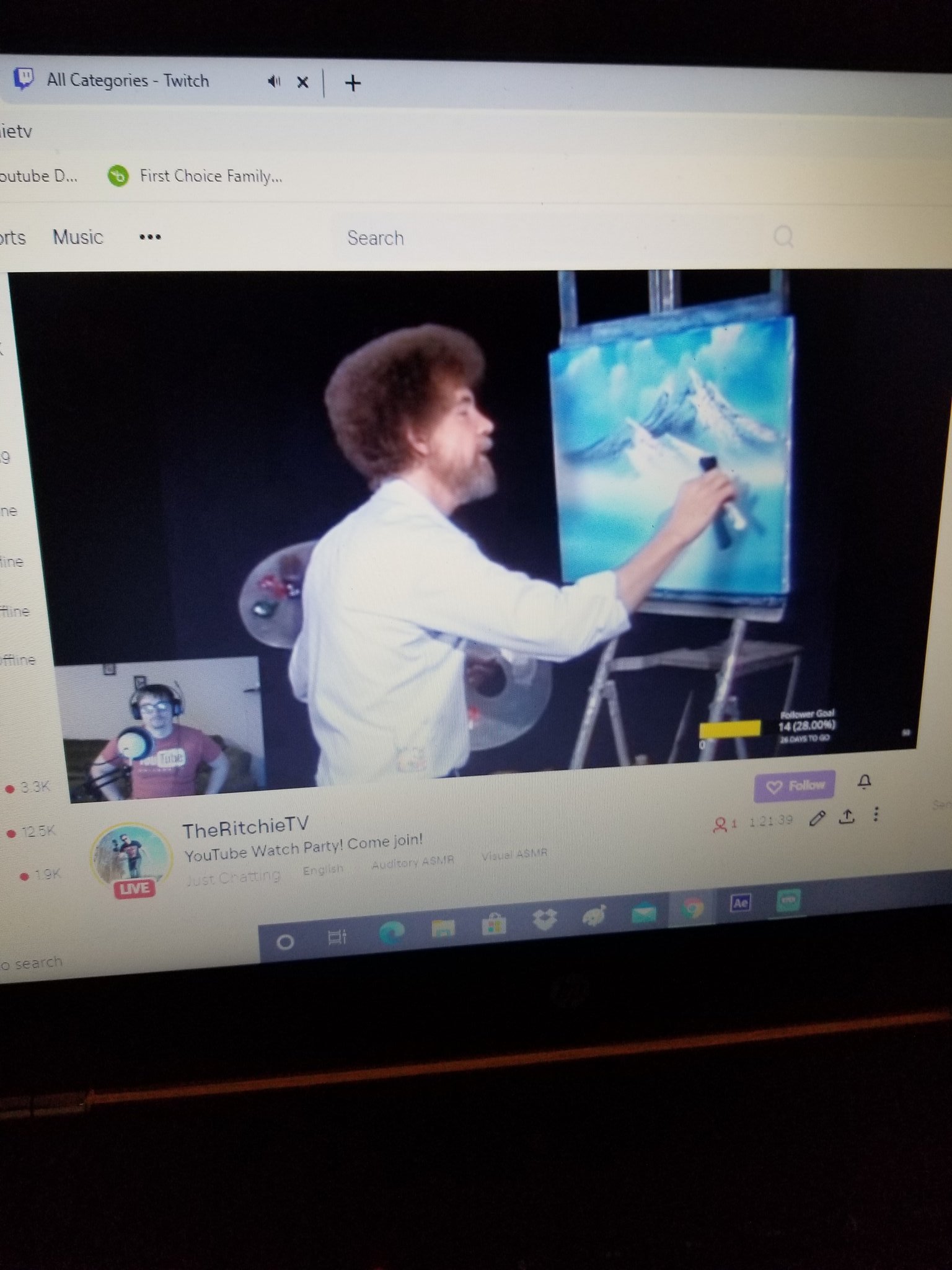 TheRitchieTV on Twitter join me watch Bob Ross paint on YouTube