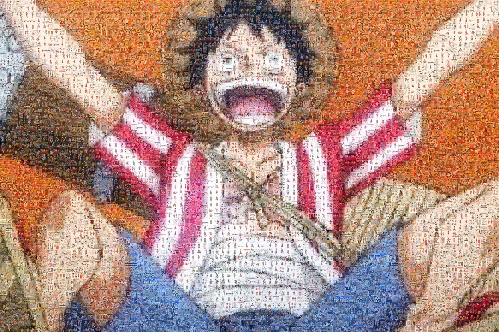 モザイクアート先輩bot これ全てルフィさんです 画像を拡大して見てください みんなでワンピース モザイクアート T Co Orsnkunlan Twitter