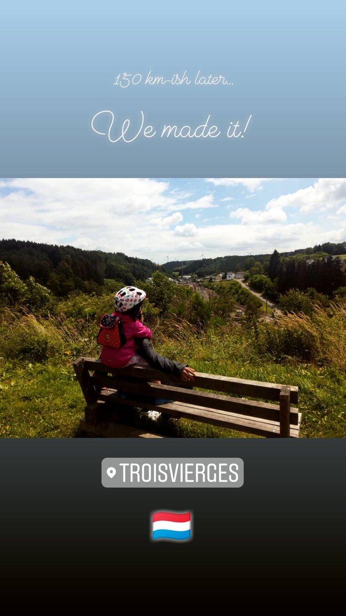 After 125 KM of  #Vennbahn + more than 25 KM of going back and forth to checkpoints, we finally arrived at Troisvierges, Luxembourg!  My feet and body were all sore, but it's all worth it. I hope when this pandemic ends, I can ride there again.