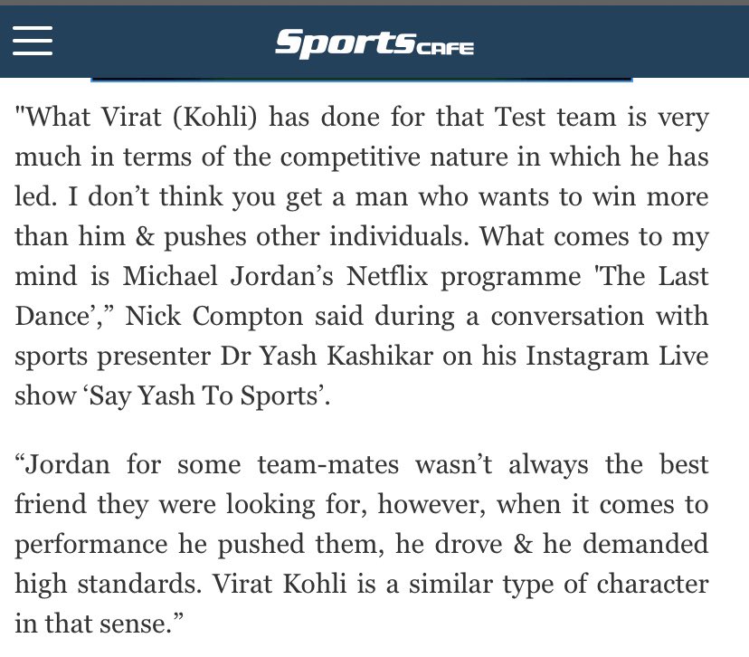yash_kashikar's tweet photo. Thank you @WIONews @toisports @CricketTracker @SportsCafe for the coverage of my #Instagram live show 'Say Yash To Sports' ft. @thecompdog
#SayYashToSports #CricketWithYash #NickCompton #Kohli #TheLastDance #MichaelJordan #TestXI #Ashes #Pujara https://t.co/LPwDii2kaG