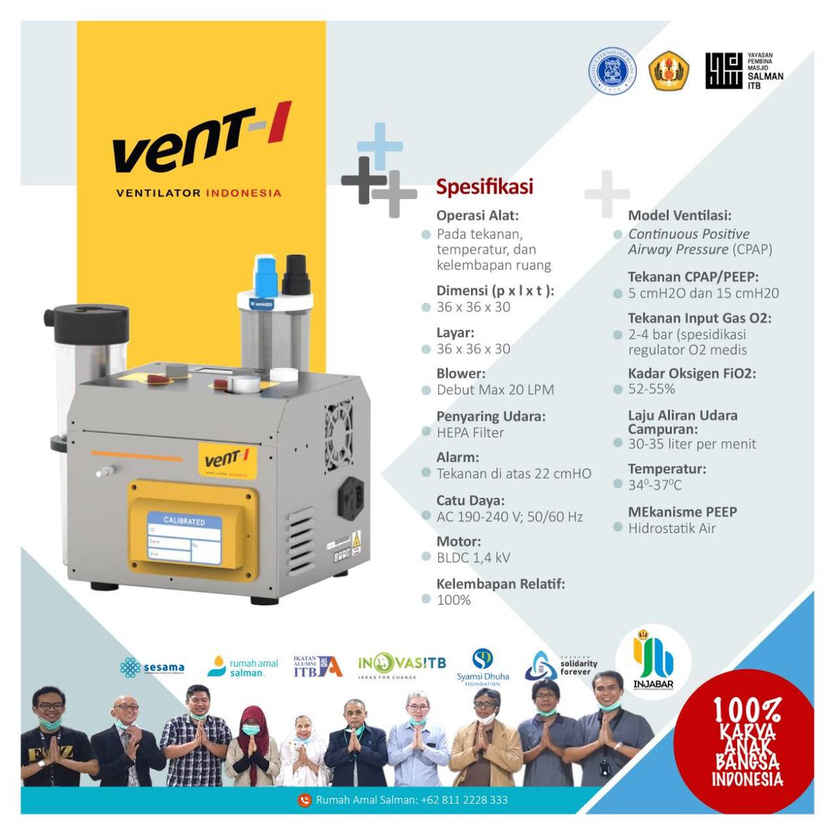 ridwankamil's tweet photo. Ventilator untuk bantu pernafasan pasien covid made ini itb/unpad ini sudah beredar dan digunakan dimana-mana, baik RS Jawa Barat maupun provinsi lainnya. Hanya dengan harga 5% dari ventilator impor Rp 500-700 juta &amp; fungsinya setara. Mari dukung terus karya anak bangsa sendiri. https://t.co/nUbYo2gyj0