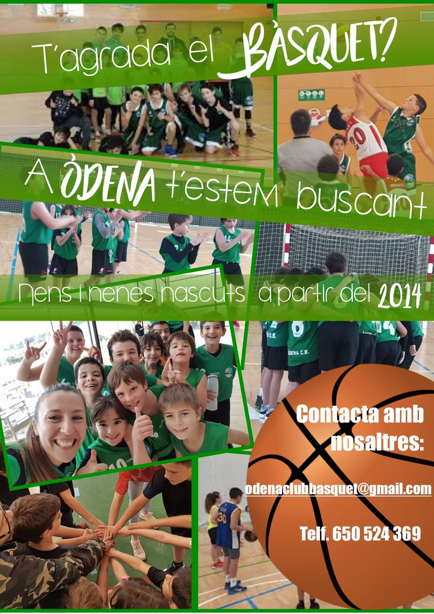 OdenaCB's tweet photo. T'agrada el bàsquet? Si tens ganes d'aprendre i divertir-te, a Òdena t'estem buscant!!! Contacta'ns a través de les nostres xarxes socials , correu electrònic (odenaclubbasquet@gmail.com) o al telèfon 650524369.
💪🏻🏀 https://t.co/401ebvugl6