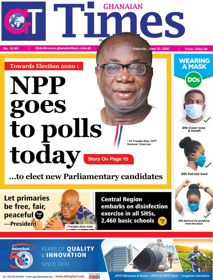 GHANAIAN TIMES NEWSPAPER FRONT PAGE