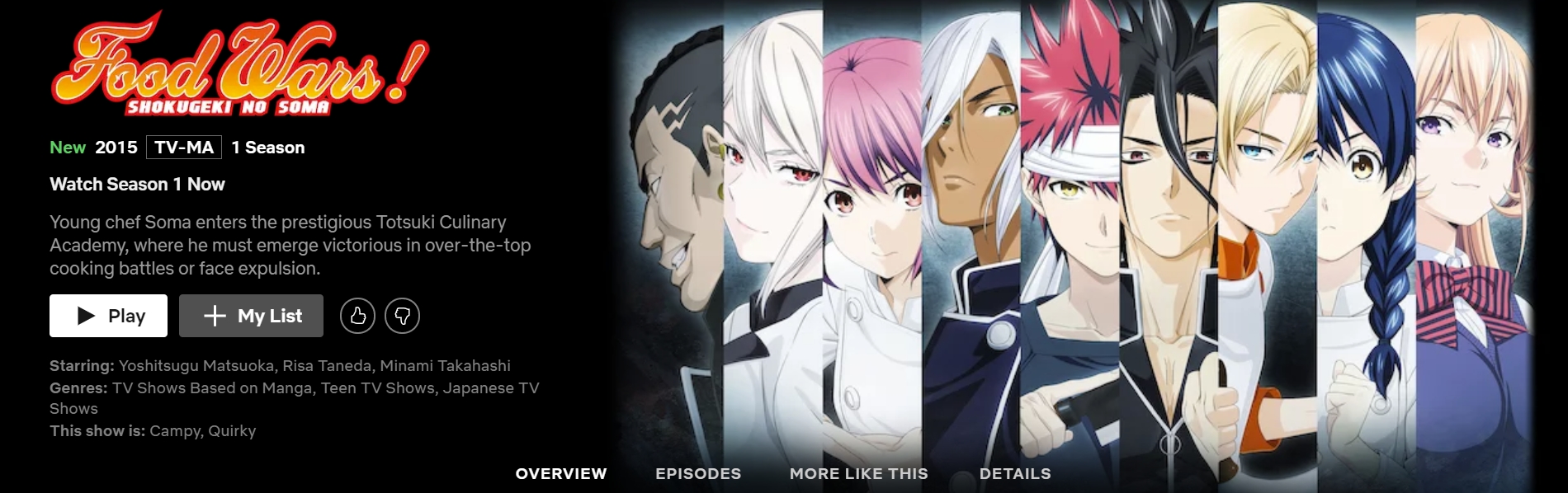  Food Wars estreia na Netflix