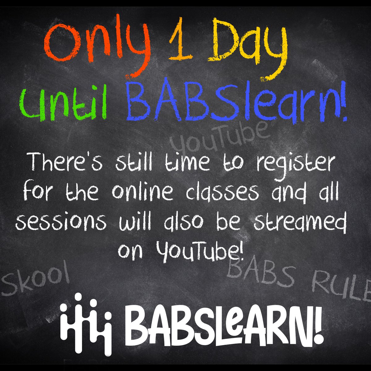 There’s only one day left now until the first of our #BABSlearn! sessions and there’s still time to register for the online classes which will take place on Zoom. And remember these classes are open to EVERYONE, not just members! Click here to register; zcu.io/3TAC