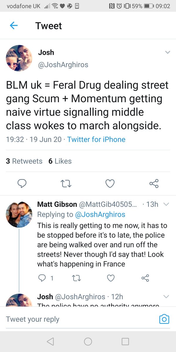 Everyday Racists *19. Josh is angry but is not entirely sure what he is most angry about. Is it that BLM are 'Fetal Drug dealing street gang Scum', that they are 'Momentum', or that people are buying 'sanctimonious ice cream'? Mmm...can I have a flake in mine?