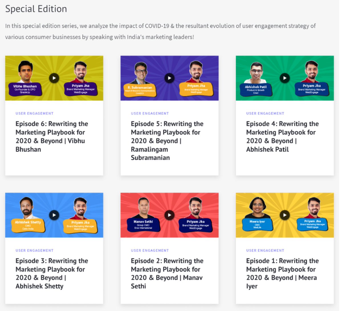 avlesh's tweet photo. Do tune into #EngageCast this weekend: https://t.co/ARuU8EmPev
A WebEngage flagship which brings you insights on growth & user retention from best practitioners out there in A/V formats.
Started in Aug19
2 seasons & 10K listeners later, can't thank u enough for all the love๐๐ https://t.co/1J8eUzT00x