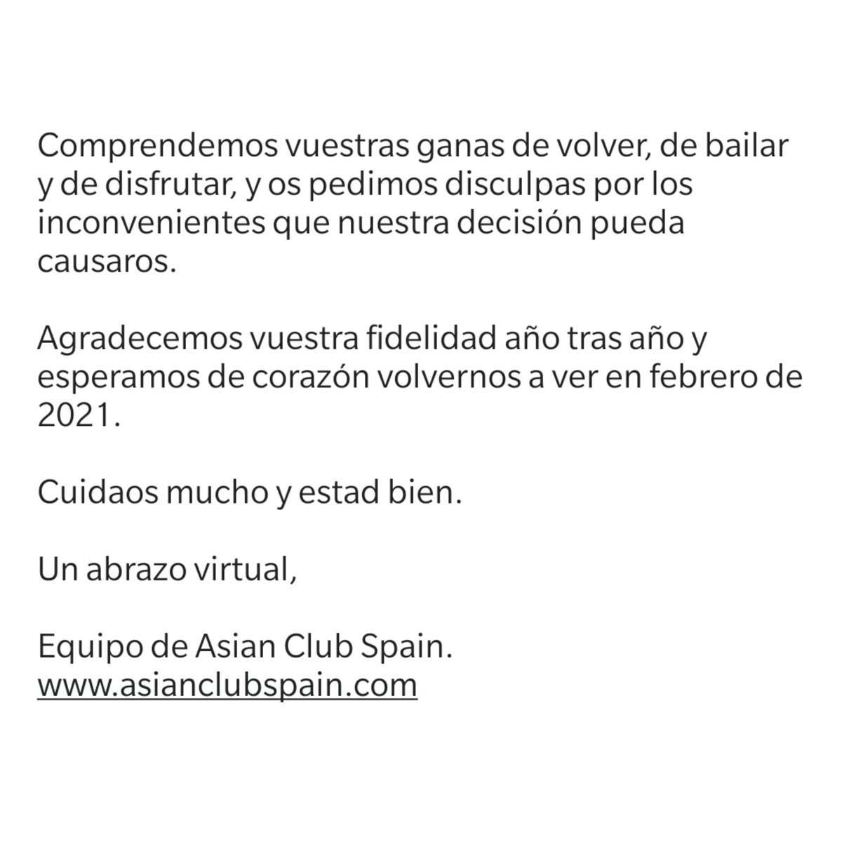 AsianClubSpain's tweet photo. [COMUNICADO ASIAN COVER DANCE]

Sobre la realización del Asian Cover Dance de septiembre. https://t.co/j2U3ZImNkZ