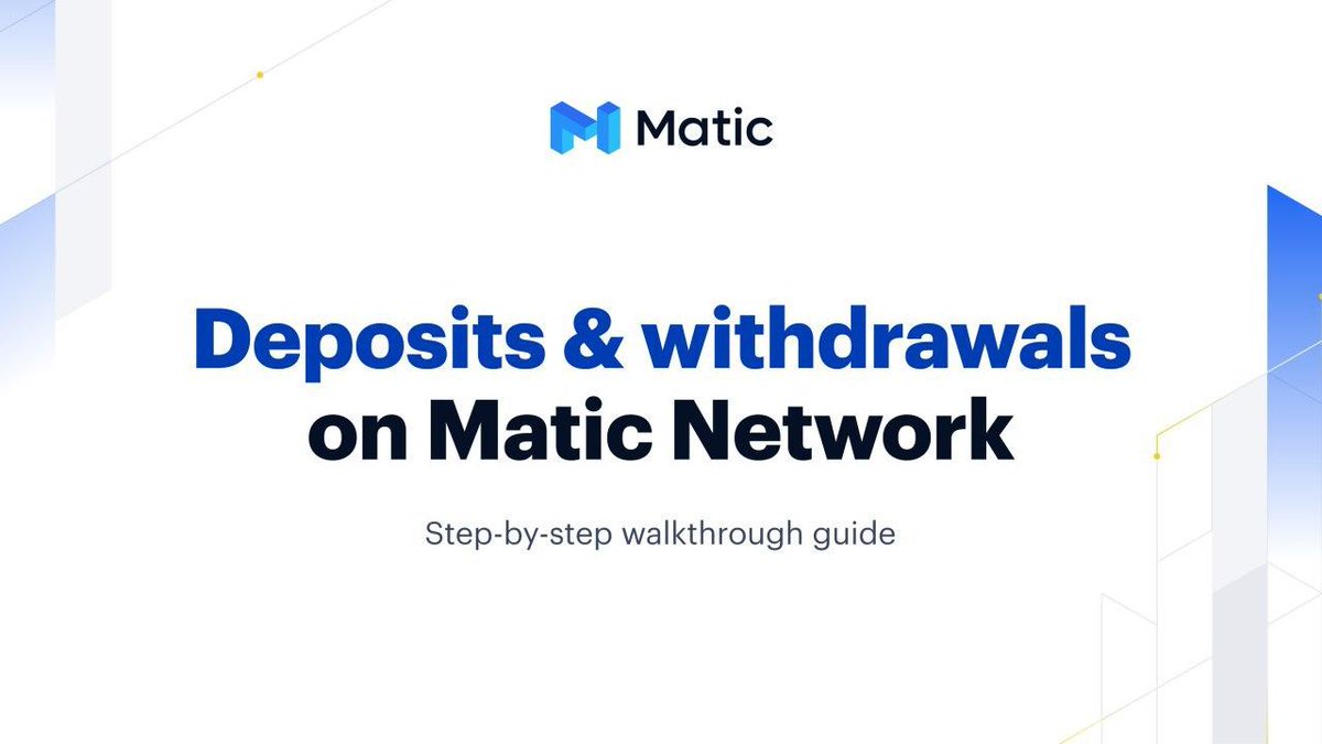 0xPolygon's tweet image. 1/ Deposits &amp;amp; withdrawals on the Matic Network mainnet are now live!

Using the Matic Web Wallet, you can deposit $MATIC &amp;amp; $ETH to the Matic mainnet from Ethereum, make near-instant low-cost transactions on Matic, &amp;amp; withdraw funds back to Ethereum.

Guide: buff.ly/37RZQDp