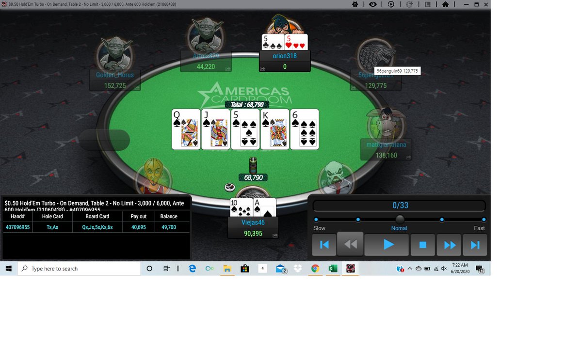 viejas46's tweet photo. #NutFlush becomes #RoyalStraightFlush en route to #NLH #Poker #MTT Microstakes Win
#Itsaneasygame when you hit your hands https://t.co/nJl3KDcSUN