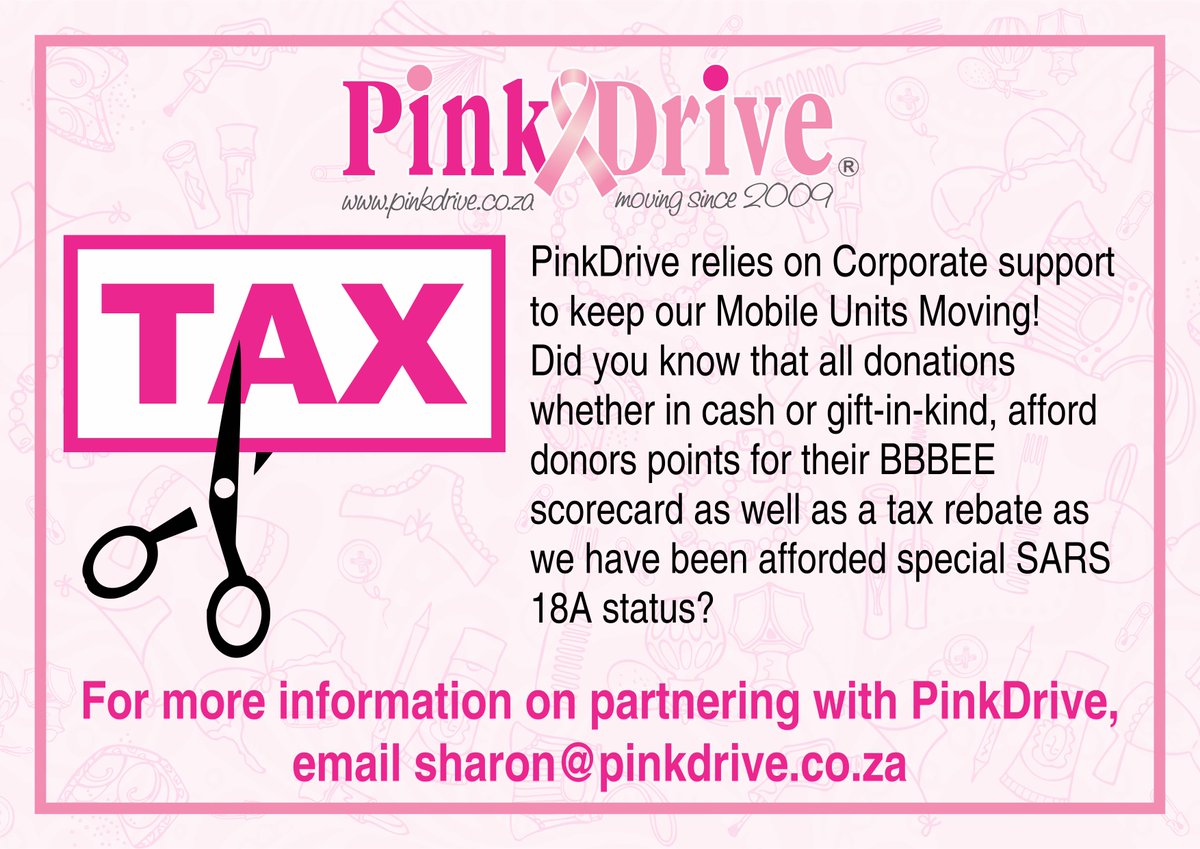 ThePinkDrive's tweet photo. PinkDrive needs your support! To get involved, please contact sharon@pinkdrive.co.za https://t.co/RzN4ugWOpV
