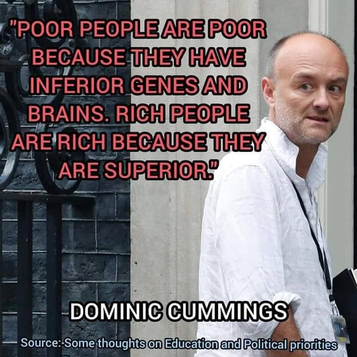 mac123_m's tweet photo. Dominic Cummings actually said this 👇

This man is running the country &amp; you think he has the best interests of ordinary people at heart? 

#Eugenics https://t.co/CbtjNcWMof