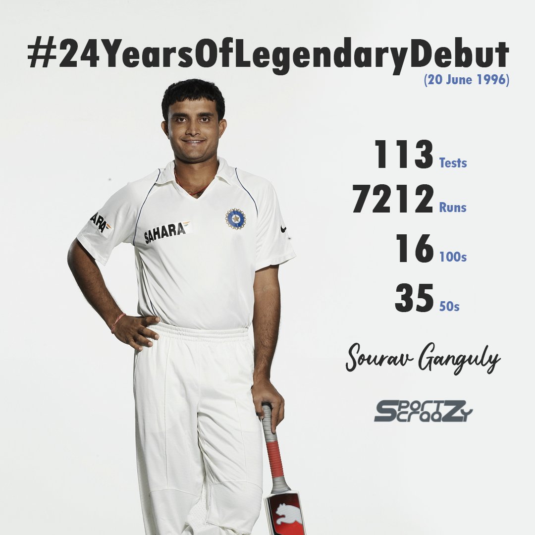sportzcraazy's tweet photo. @ESPNcricinfo #OnThisDay on 1996, 
@SGanguly99 made 131 from 301 balls including 20 fours on debut in Test Cricket at Lord's.

#SouravGanguly  #dada  #TestCricketdebut #TeamIndia #ENGvIND #BCCI #Lords #sportzcraazy https://t.co/o107QPsWEy