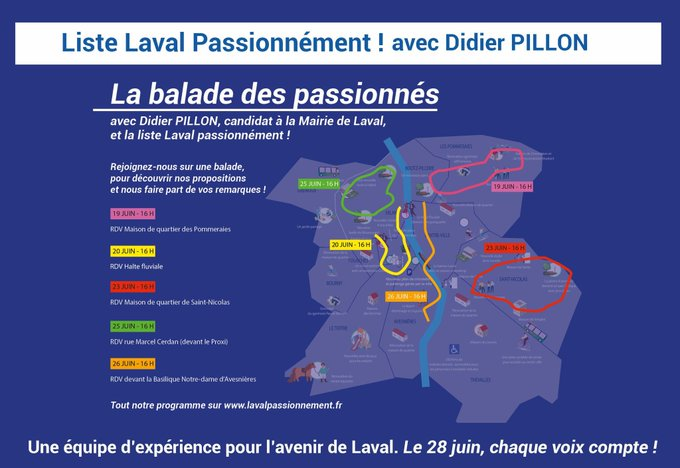 LavalPassion's tweet photo. RdV 16h Halte fluviale #BaladeUrbaine Square de Boston -Place du 11 novembre - Rue du Val de Mayenne - Église Saint-Martin
Venez découvrir avec @pillon_didier et ses colistiers les aménagements que nous ferons  #Municipales2020
 #Municipales28juin https://t.co/RT3HKTzGRQ