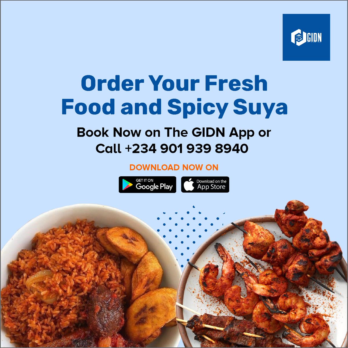 GetItDoneNowLtd's tweet photo. It’s Saturday. You and your family deserve a treat. Order your Fresh food and Spicy Suya via the GIDN app .
.
Call +234 901 939 8940 for more info .
.

#Saturday 
#Weekend 
#Suya 
#Food 
#Foodie 
#OrderYourFood https://t.co/NqAhS9ajSK
