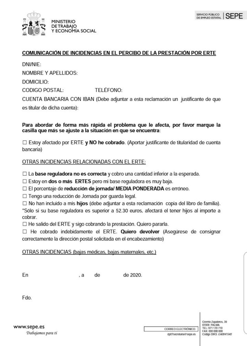 ¿Estas en un #ERTE y no has recibido la prestación? 

Aquí os dejamos la comunicación para reclamar la cuantía al <a href="/sepe/">Joseph Moulian</a> 

⬇️

sepe.es/HomeSepe/Perso…
