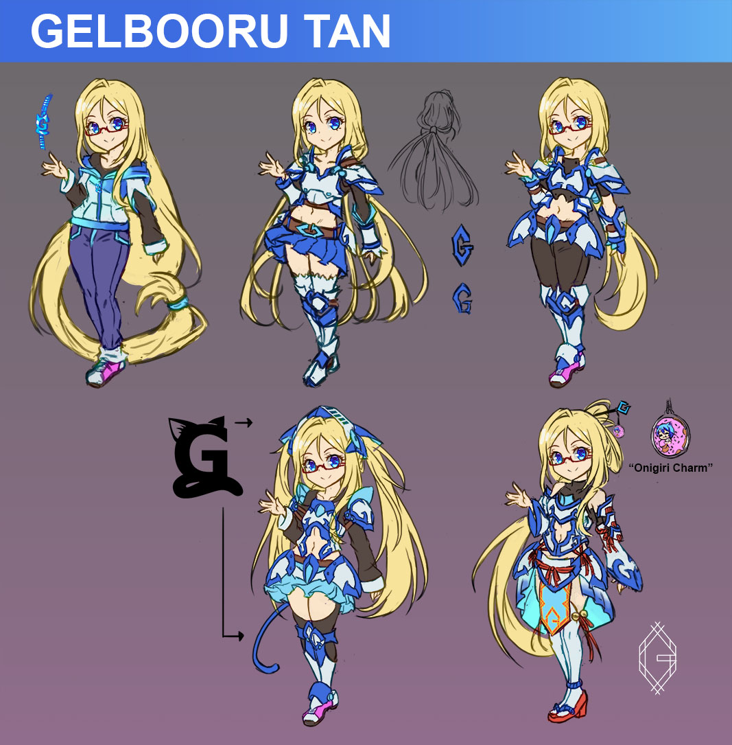 Character designs for Gelbooru tan. 