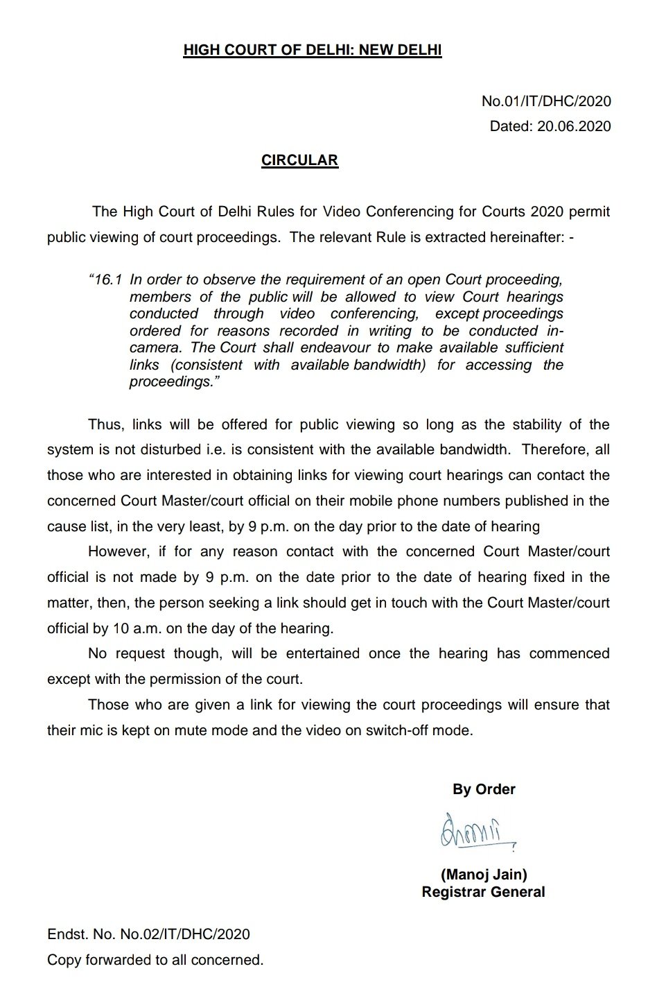 High court cheap hearings