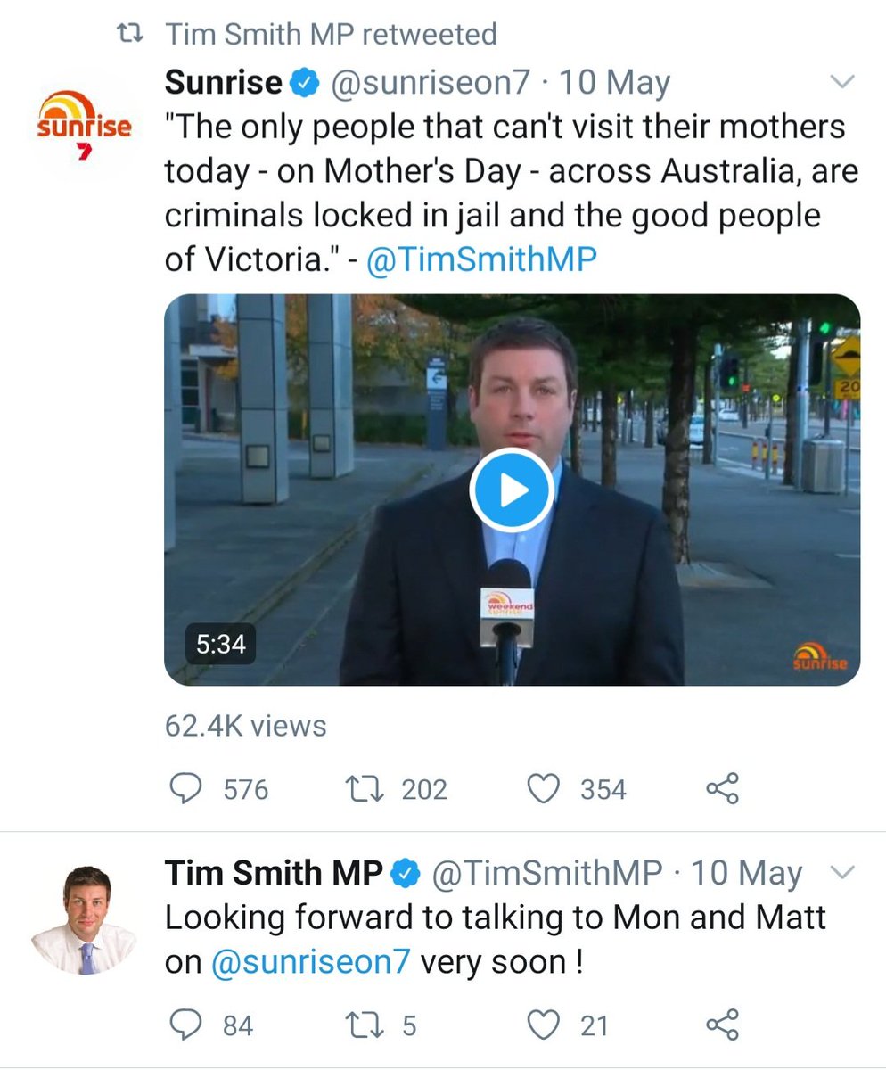 Yes... and this has been going on for 6 weeks now. And Timmy from Kew has a media profile, regularly appearing on 3AW and Sunrise. Read on below for some of Timmy's "let's end the lockdown" greatest hits...  #COVID19Aus  https://twitter.com/MadFckingWitch/status/1274241818977112064?s=19