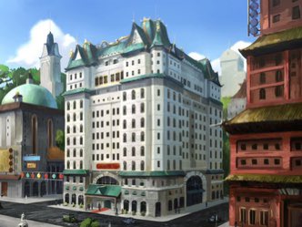 This is Plaza Hotel in New York. But called Four Elements which resembles Four Seasons, a Canadian hotel chain. And Air Temple Island is inexplicably Alcatraz. I don’t know either.