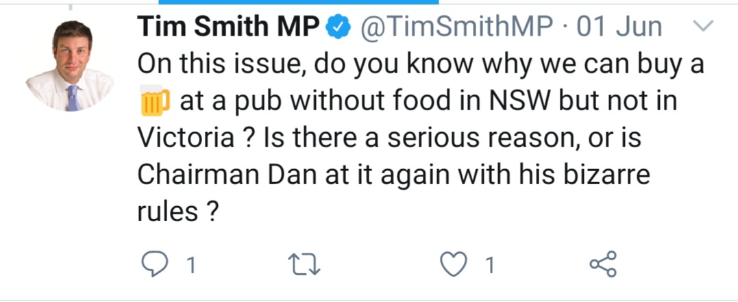 Yes... and this has been going on for 6 weeks now. And Timmy from Kew has a media profile, regularly appearing on 3AW and Sunrise. Read on below for some of Timmy's "let's end the lockdown" greatest hits...  #COVID19Aus  https://twitter.com/MadFckingWitch/status/1274241818977112064?s=19