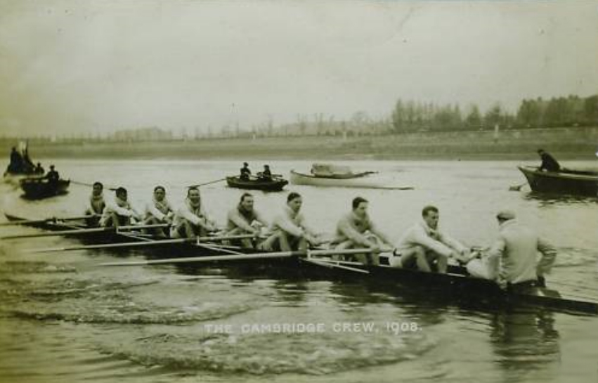 The Cambridge 8 won the Boat Race in 1908 with Eric in the 2 seat. But their victory was not deemed strong enough for them to be selected as the GB Eight for 1908  @Olympics In London