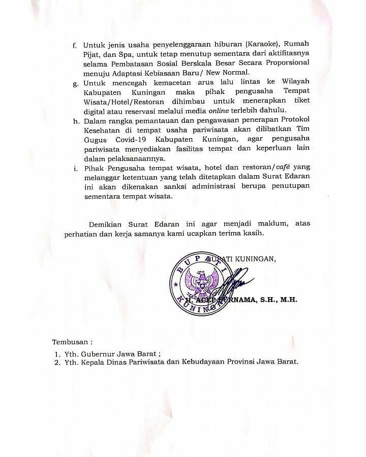 pariwisatakng's tweet image. Kabar baik untuk #SobatWisata yang sudah bertanya kapan pariwisata di Kuningan dibuka.

Berikut surat edaran dari Bapak Bupati Kabupaten Kuningan

#PariwisataKuningan dibuka kembali tanggal 21 Juni 2020.

Jangan lupa tetap memperhatikan Protokol kesehatan.