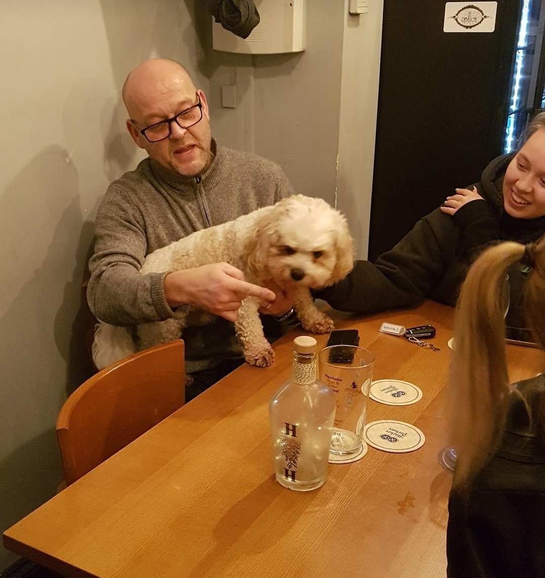 Motion. It's time for  #AFriendaDay!After Scott it had to be Claire  @HouseofHopsM27. No photo so a pic of Stan being fussed over & a busy mid-Jan bar will have to do to show what a lovely person she isA top reason to go is just to have a silly laugh with her over the bar