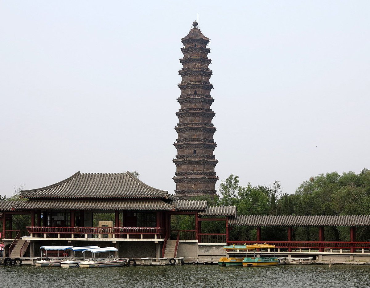 5a. Chinese pagodas initially started out using wood which was replaced by brick and stone during the Sui dynasty. They became widespread during the Tang dynasty. There are no remnants of the early wood pagodas in China.Chinese pagodas are commonly hexagonal/octagonal in shape.