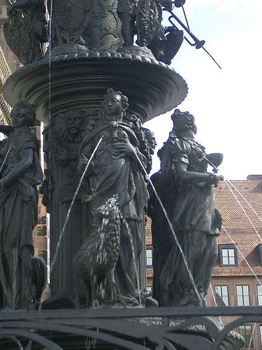 The Fountain Of The Virtues in the centre of Nuremberg, Germany