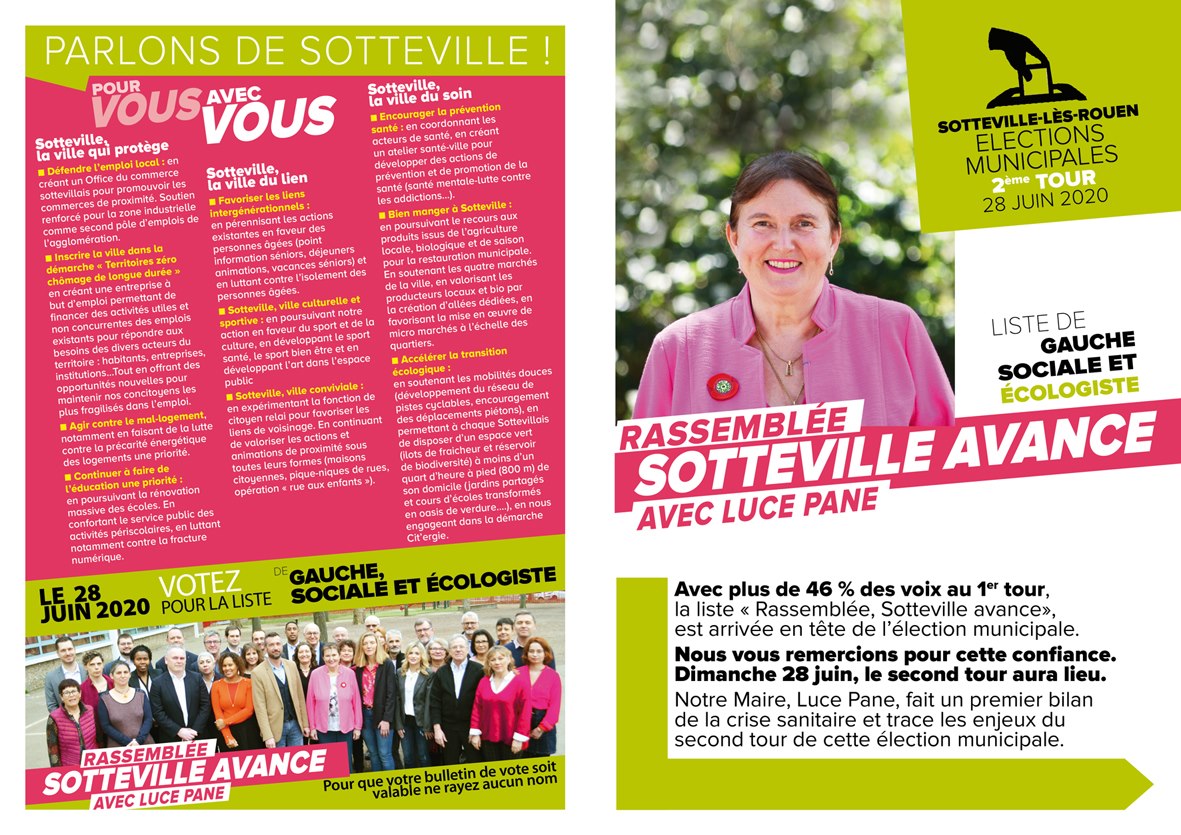 AvecLucePane's tweet photo. Retrouvez la lettre aux Sottevillais de Luce Pane, qui revient sur notre projet pour #Sotteville pour les 6 ans qui viennent ! #Municipales2020 https://t.co/qWqkVlTyBE